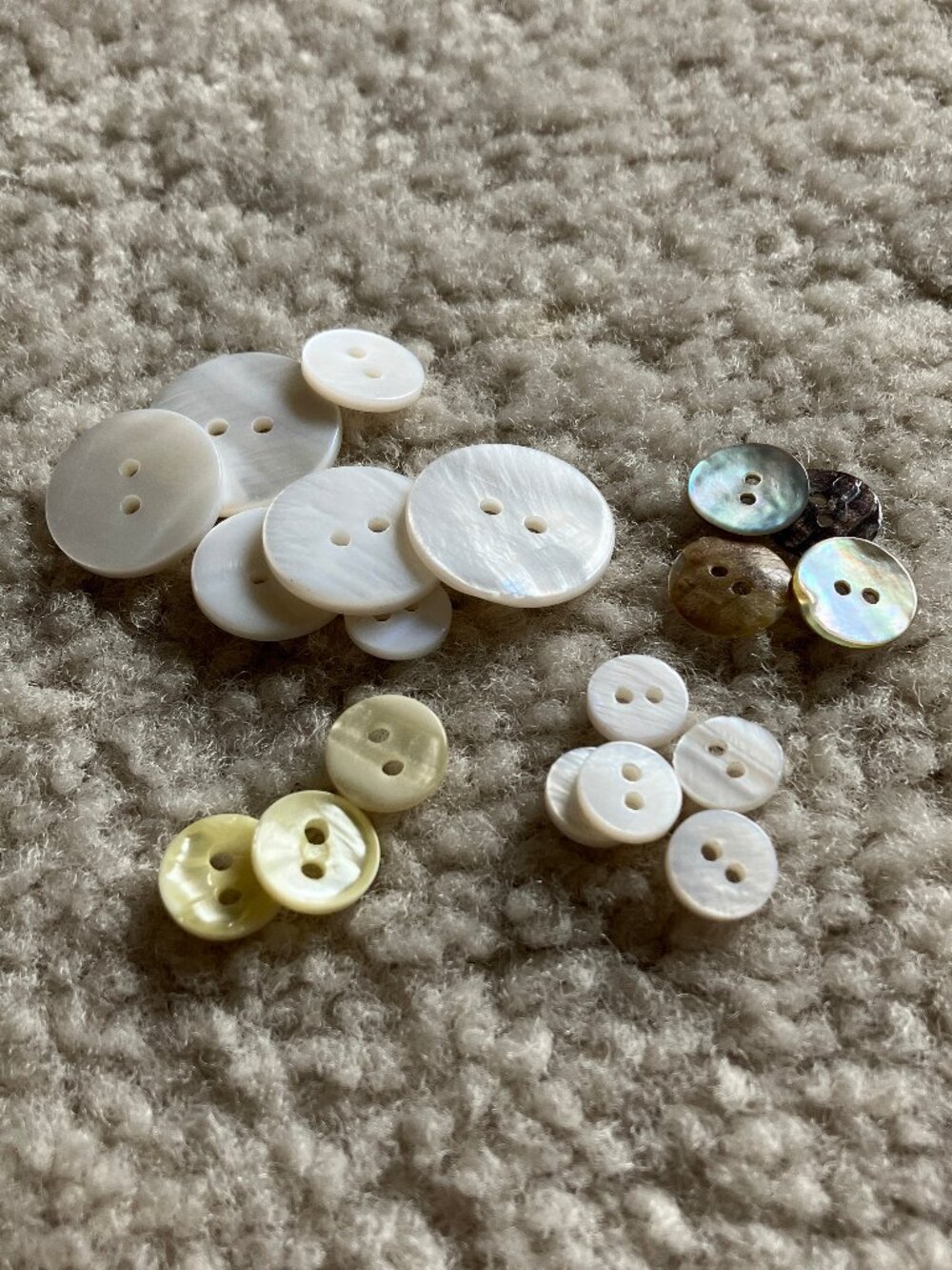 Lot of 100+ genuine natural mother-of-pearl shell buttons 2-hole